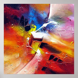 Red Yellow Green Blue Abstract schilderen Poster