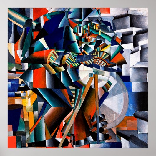 Red Yellow Green Blue White Grey Abstract Poster (Voorkant)
