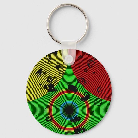Red Yellow Green Multicolor Textielpatroon Sleutelhanger (Voorkant)
