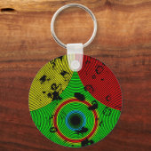 Red Yellow Green Multicolor Textielpatroon Sleutelhanger (Voorkant)