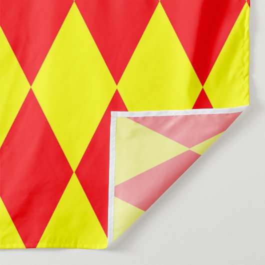 Red Yellow Harlequin Checkered Design Stof