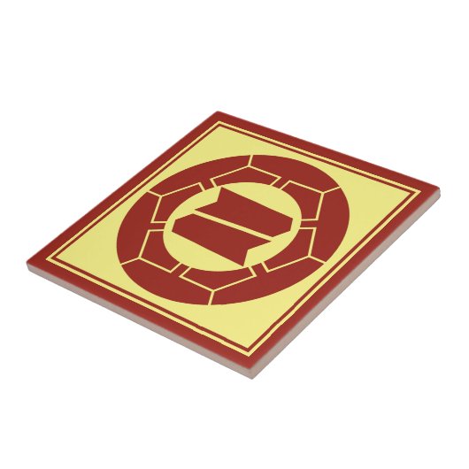  Red Yellow Japan Hattori Kamon Art Tegeltje (Zijkant)