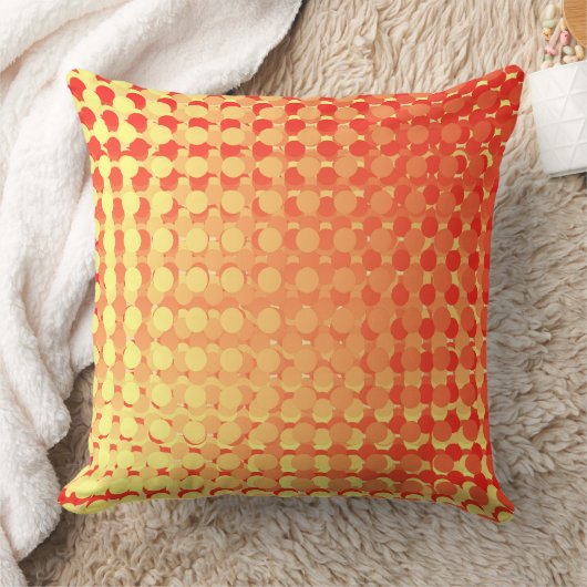 Red Yellow Multi Layer Polka Dot Fade Throw Pillow Kussen (Deken)