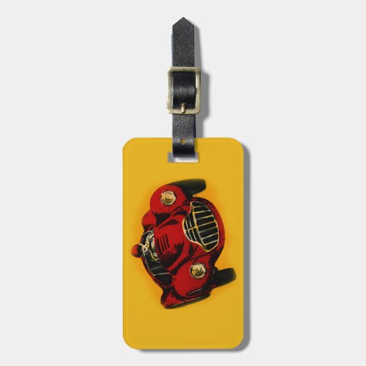 Red Yellow Old Auto Racing Car Bagagelabel (Voorkant verticaal)