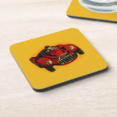 Red Yellow Old Auto Racing Car Bier Onderzetter (Linkerzijde)