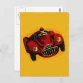 Red Yellow Old Auto Racing Car Briefkaart (Voorkant / Achterkant)