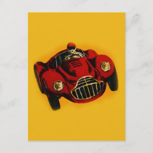 Red Yellow Old Auto Racing Car Briefkaart