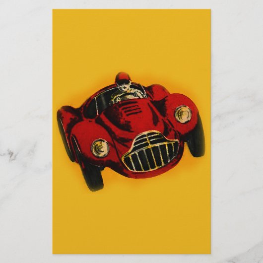 Red Yellow Old Auto Racing Car Briefpapier (Voorkant)