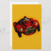 Red Yellow Old Auto Racing Car Briefpapier (Voorkant / Achterkant)