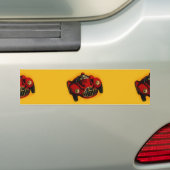 Red Yellow Old Auto Racing Car Bumpersticker (Op auto)