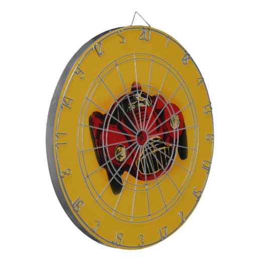 Red Yellow Old Auto Racing Car Dartbord (Voorkant Links)
