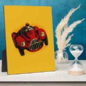 Red Yellow Old Auto Racing Car Fotoplaat (Zijkant)