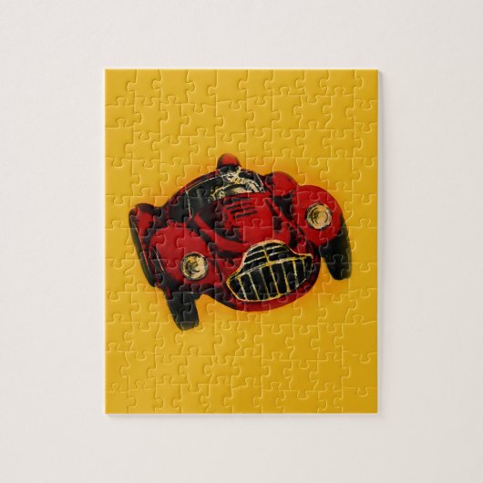 Red Yellow Old Auto Racing Car Legpuzzel (Verticaal)