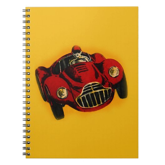 Red Yellow Old Auto Racing Car Notitieboek (Voorkant)