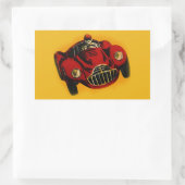 Red Yellow Old Auto Racing Car Rechthoekige Sticker (Tas)