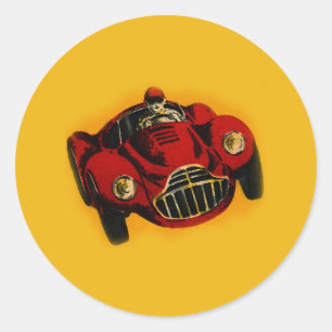 Red Yellow Old Auto Racing Car Ronde Sticker