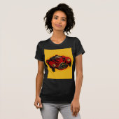 Red Yellow Old Auto Racing Car T-shirt (Voorkant volledig)