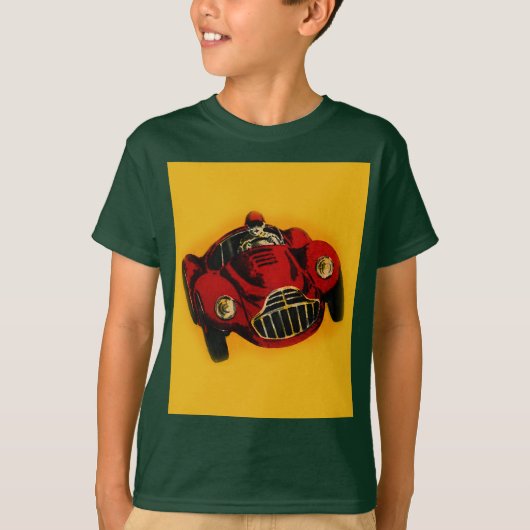 Red Yellow Old Auto Racing Car T-shirt (Voorkant)