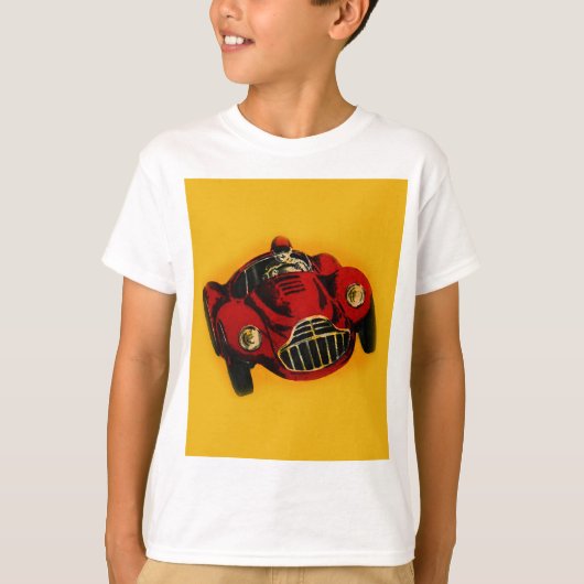 Red Yellow Old Auto Racing Car T-shirt (Voorkant)