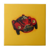 Red Yellow Old Auto Racing Car Tegeltje (Voorkant)