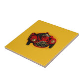 Red Yellow Old Auto Racing Car Tegeltje (Zijkant)