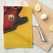 Red Yellow Old Auto Racing Car Theedoek (Quarter Fold)