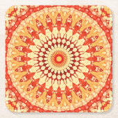 Red Yellow Oranje Summer Mandala Pattern Kartonnen Onderzetters (Voorkant)