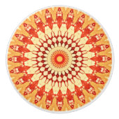 Red Yellow Oranje Summer Mandala Pattern Keramische Knop (Voorkant)