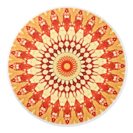 Red Yellow Oranje Summer Mandala Pattern Keramische Knop (Voorkant)