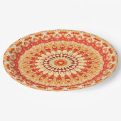 Red Yellow Oranje Summer Mandala Pattern Papieren Bordje (Gekanteld)