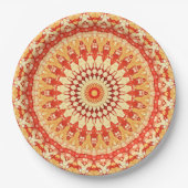 Red Yellow Oranje Summer Mandala Pattern Papieren Bordje (Voorkant)