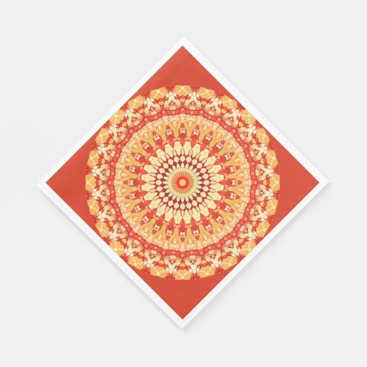 Red Yellow Oranje Summer Mandala Pattern Servetten (Hoek)