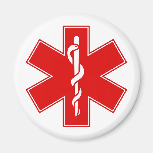 Red Yellow Oranje White Nurse EMS Star of Life Magneet (Voorkant)