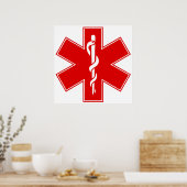 Red Yellow Oranje White Nurse EMS Star of Life Poster (Keuken)