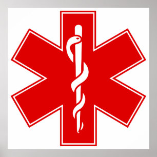 Red Yellow Oranje White Nurse EMS Star of Life Poster