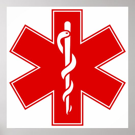 Red Yellow Oranje White Nurse EMS Star of Life Poster (Voorkant)