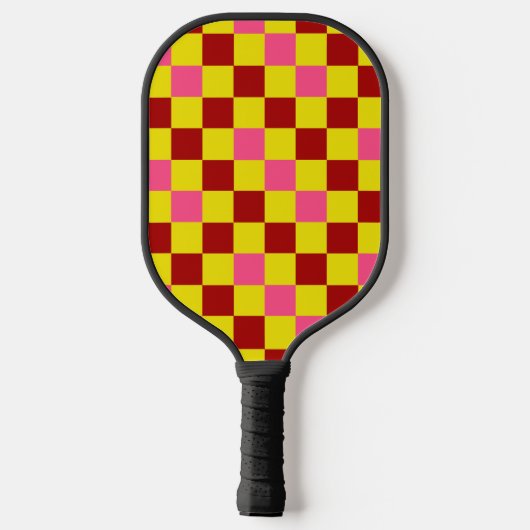Red Yellow Pink Checkered Pattern Design Pickleball Paddle (Achterkant)