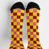 Red Yellow Pink Checkered Pattern Design  Sokken (Top)