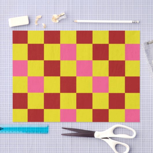 Red Yellow Pink Checkered Pattern Design  Tissuepapier (Craft)