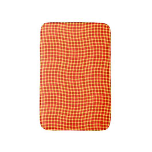 Red Yellow Plaid Checker Seamless Pattern Badmat (Voorkant Verticaal)