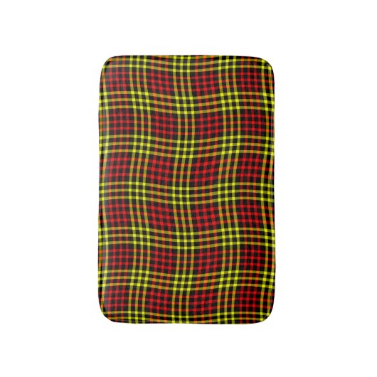 Red Yellow Plaid Checker Seamless Pattern Badmat (Voorkant Verticaal)