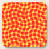 Red Yellow Plaid Checker Seamless Pattern Bier Onderzetter (Voorkant)