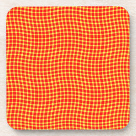 Red Yellow Plaid Checker Seamless Pattern Bier Onderzetter