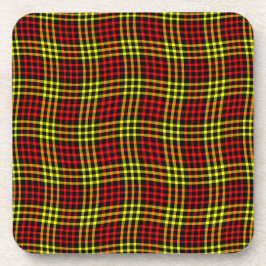Red Yellow Plaid Checker Seamless Pattern Bier Onderzetter