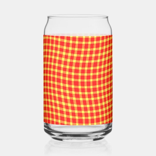 Red Yellow Plaid Checker Seamless Pattern Blikvorm Glas (Voorkant)