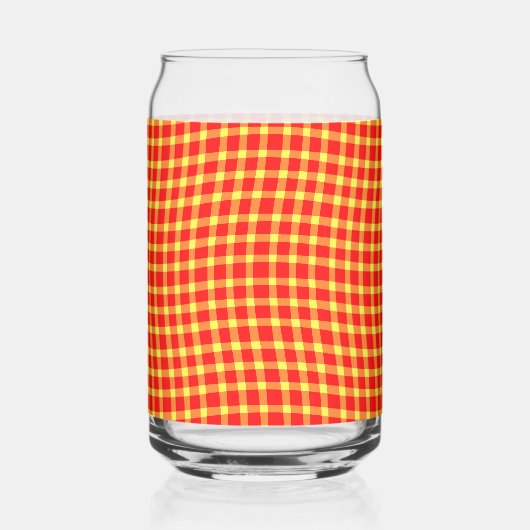 Red Yellow Plaid Checker Seamless Pattern Blikvorm Glas (Links)