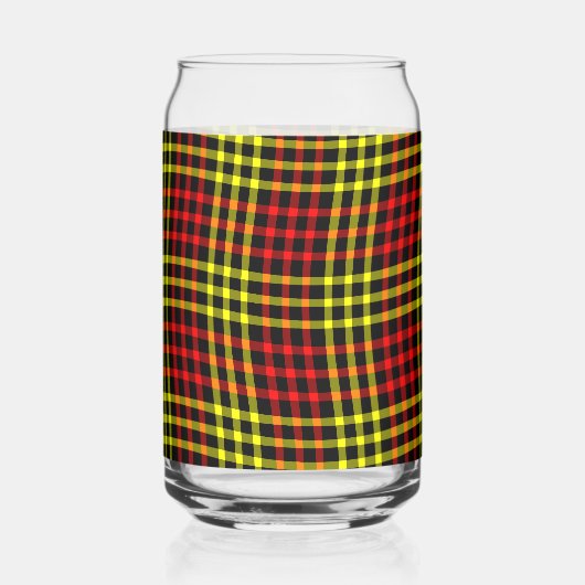 Red Yellow Plaid Checker Seamless Pattern Blikvorm Glas (Voorkant)