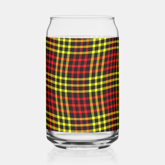 Red Yellow Plaid Checker Seamless Pattern Blikvorm Glas (Achterkant)