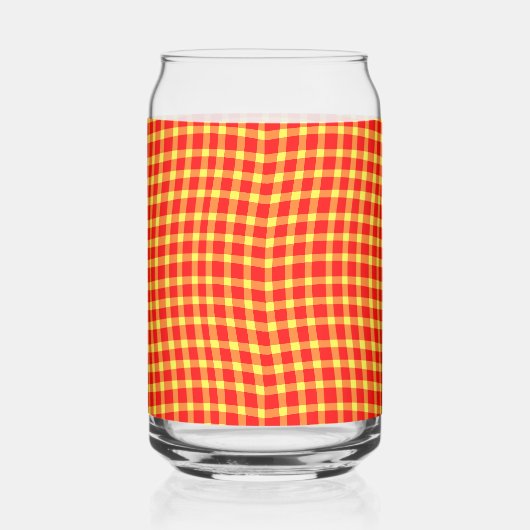 Red Yellow Plaid Checker Seamless Pattern Blikvorm Glas (Rechts)