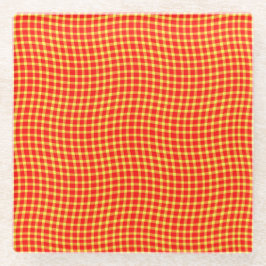 Red Yellow Plaid Checker Seamless Pattern Glazen Onderzetter